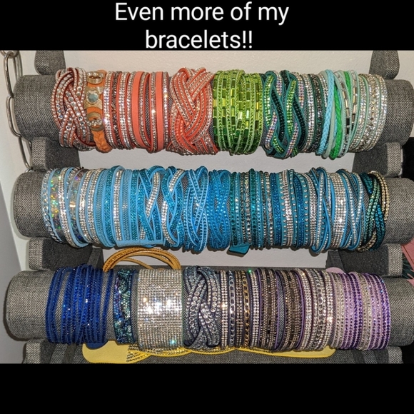 A7 Silver Crystal Gold Rhinestone Suede Wrap New Brown Bracelet Adjustable A7 - Picture 15 of 16